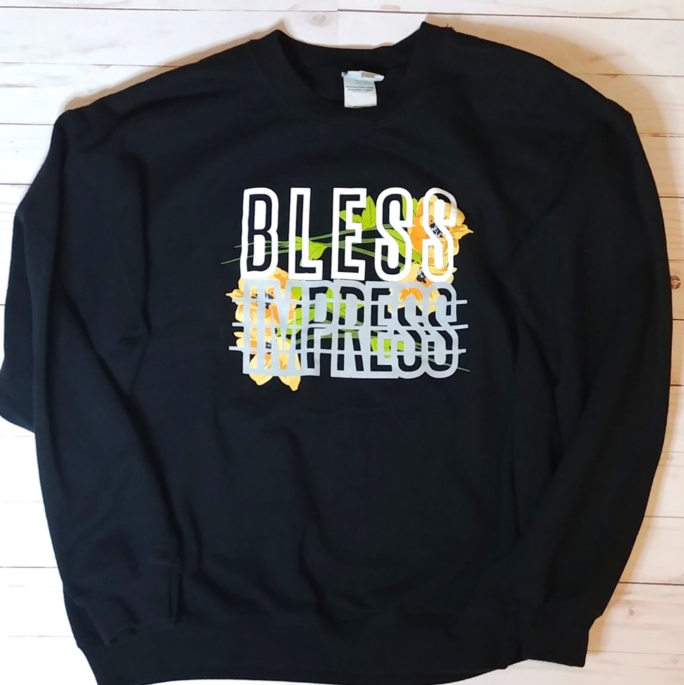 LuLa Roe "L" Black Sweater "Bless Impress"